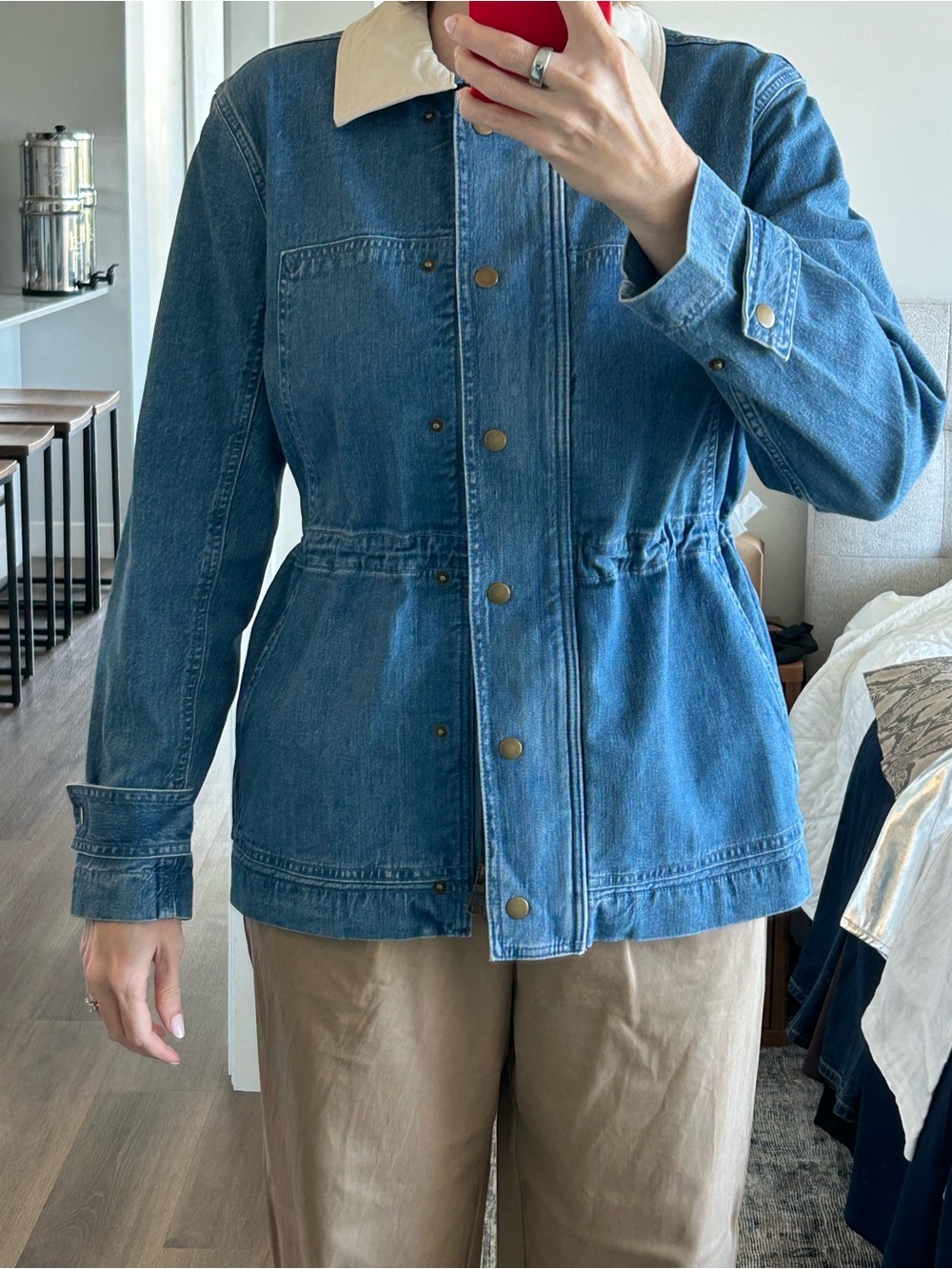 Banana Republic Blue Denim Jacket with Cream Collar